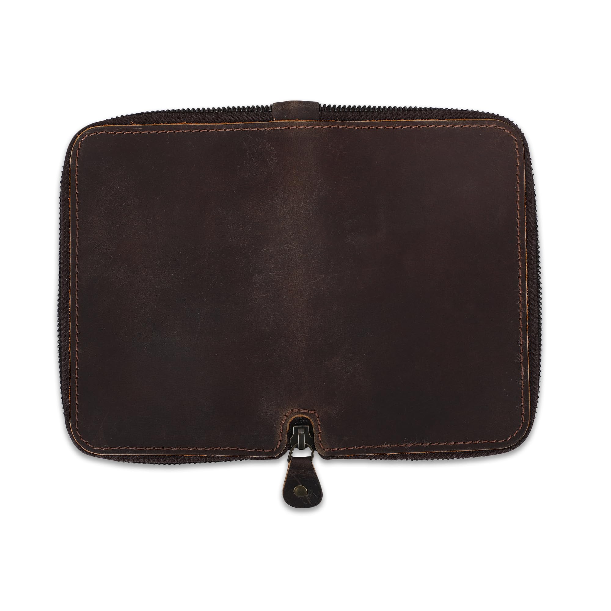 CestAntiQ Zippered Leather Pocket Notebook Cover 3.5x5.5 in., Brown