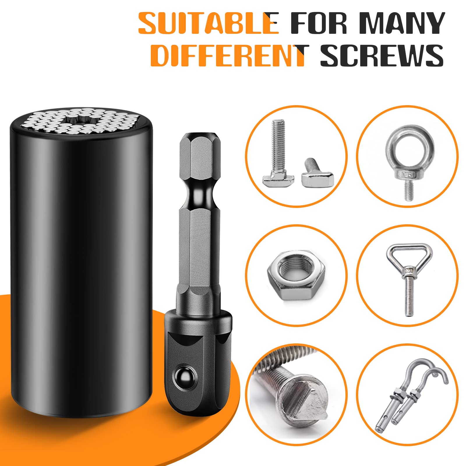 Universal Socket Tools Gifts for Men Dad Him Husband Teen Boys Women Cool Stuff Ideas Gadgets Gifts Christmas Stocking Stuffers Birthday Fathers Day Grip Socket Set with Power Drill Adapter (7-19mm)
