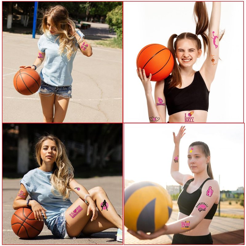 Yoyuspy Basketball Temporary Tattoos for Girls - 200+ Basketball Party Favors Supplies Team Sport Themed Tattoo Stickers for Girls Women Sport Themed Birthday Party Decorations Classroom Prizes