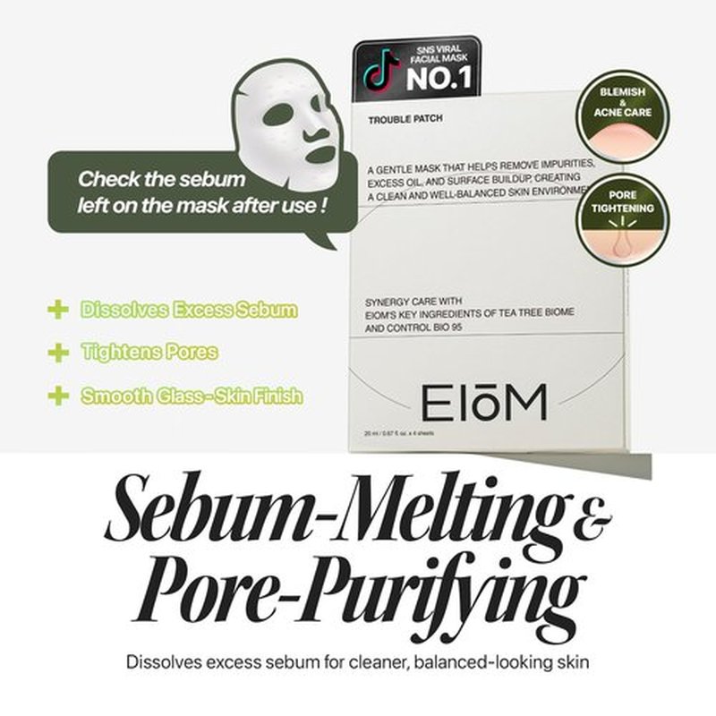 Trouble Patch Mask - Hydrocolloid Acne Face Mask for Pimple-Prone Skin | Oil Absorbing & Buildup Control (20ml x 4)