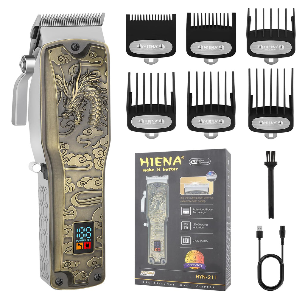 HIENA PRO Professional Hair Clipper for Men, Electric Barber Clippers, Rechargeable Cordless Hair Cutting Clippers, Men's Hair Cutting Tools(Bronze)