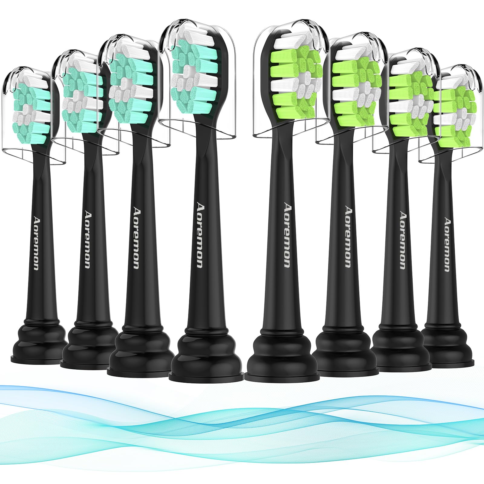 Aoremon Replacement Heads for Philips Sonicare C2 W, 8 Count Black