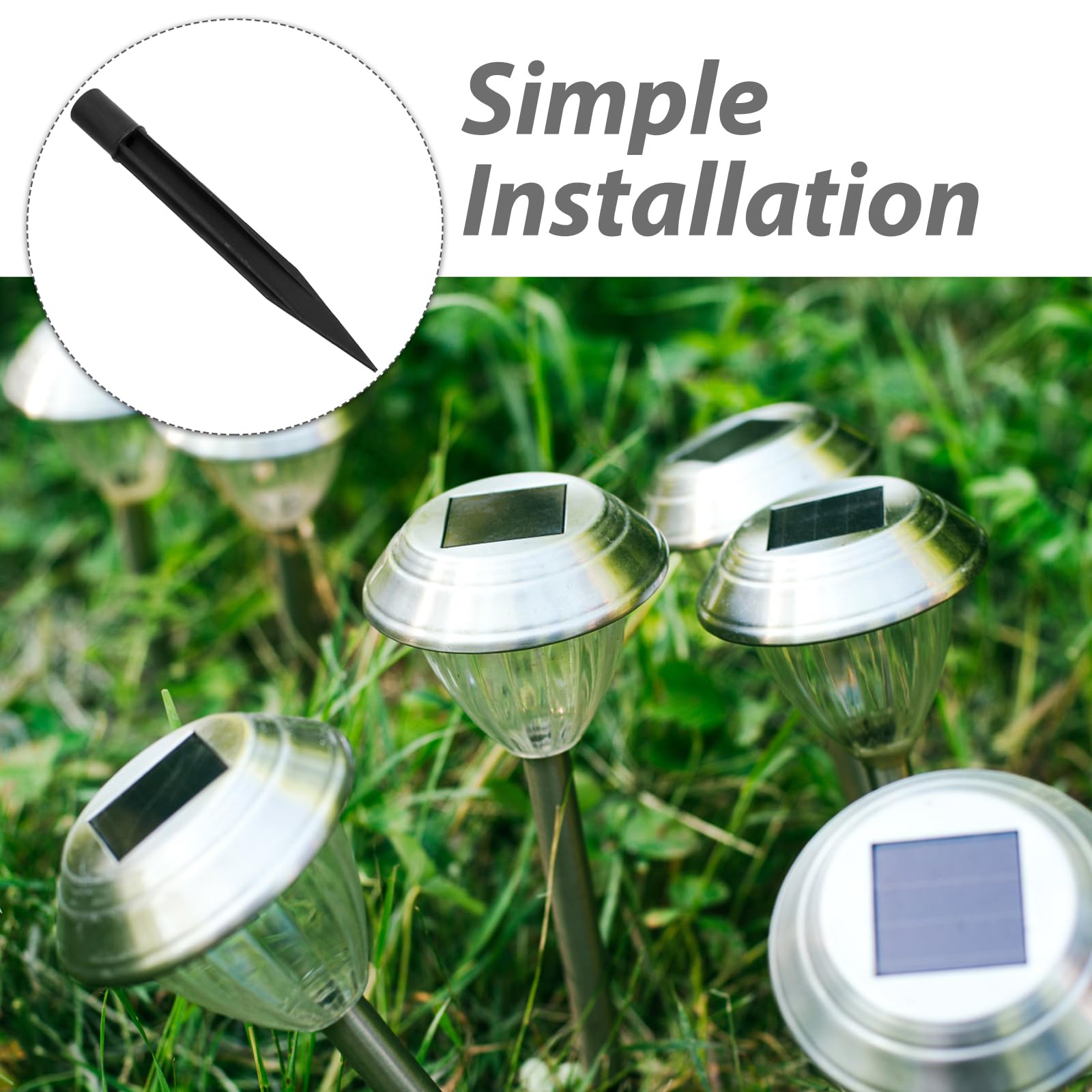 10pcs Plastic Ground Spikes, Solar Torch Lights, Stake Spikes Plug Replacement for Garden Lawn Light, Suitable for 0.63 Inch Diameter