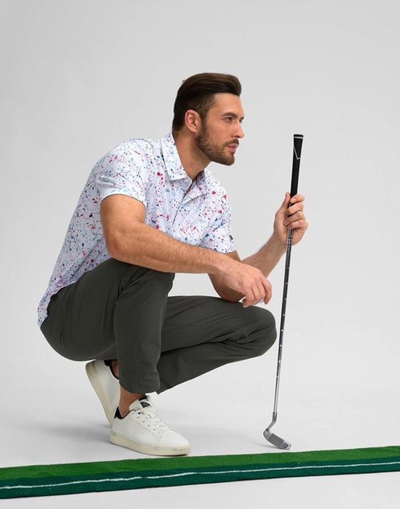 Obla Men's Golf Polo Shirt - Short Sleeve Dry Fit Performance | Moisture-Wicking Casual Print