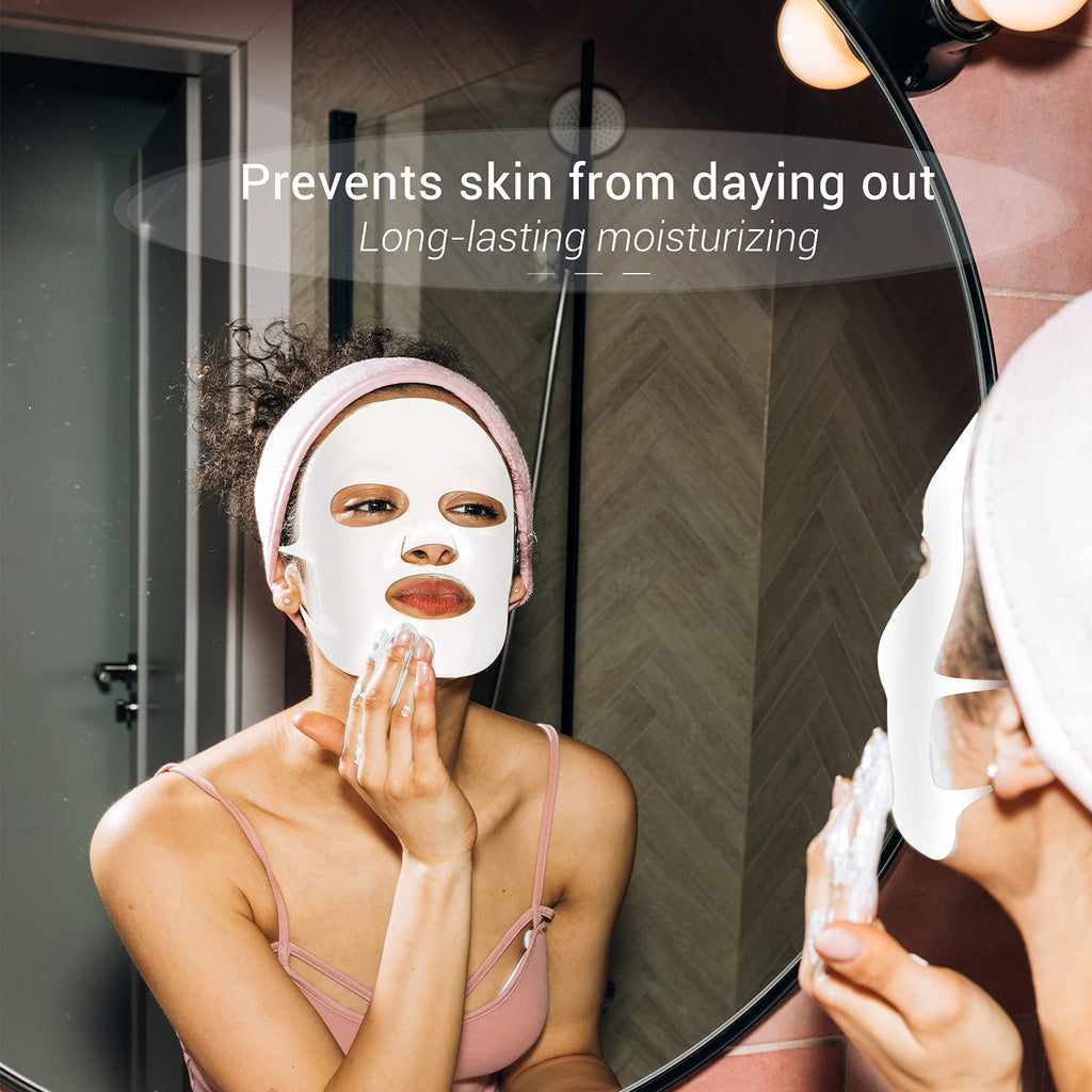 Maitys 5 Pcs Reusable Silicone Face Mask for Sheet Masks, Anti-wrinkle Moisturizing Facial Mask Cover Holder, Prevent Evaporation Hairdressing Skincare Beauty Spa Care Tool(White)