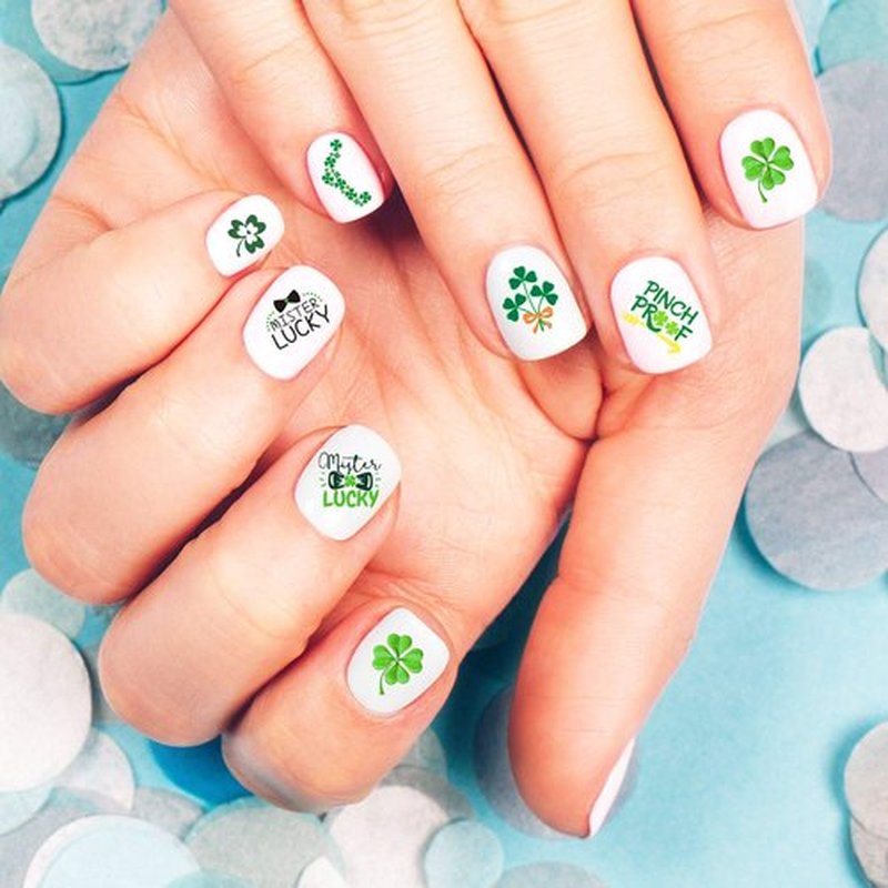 Kalrus 1000+Patterns St. Patrick’s Day Nail Sticker Luck of The Irish Nail Art Stickers Decals Shamrock Nail Decorations for Kids Girl Women Self-Adhesive Nail Tips False Nail Sticker Design 12 Seets