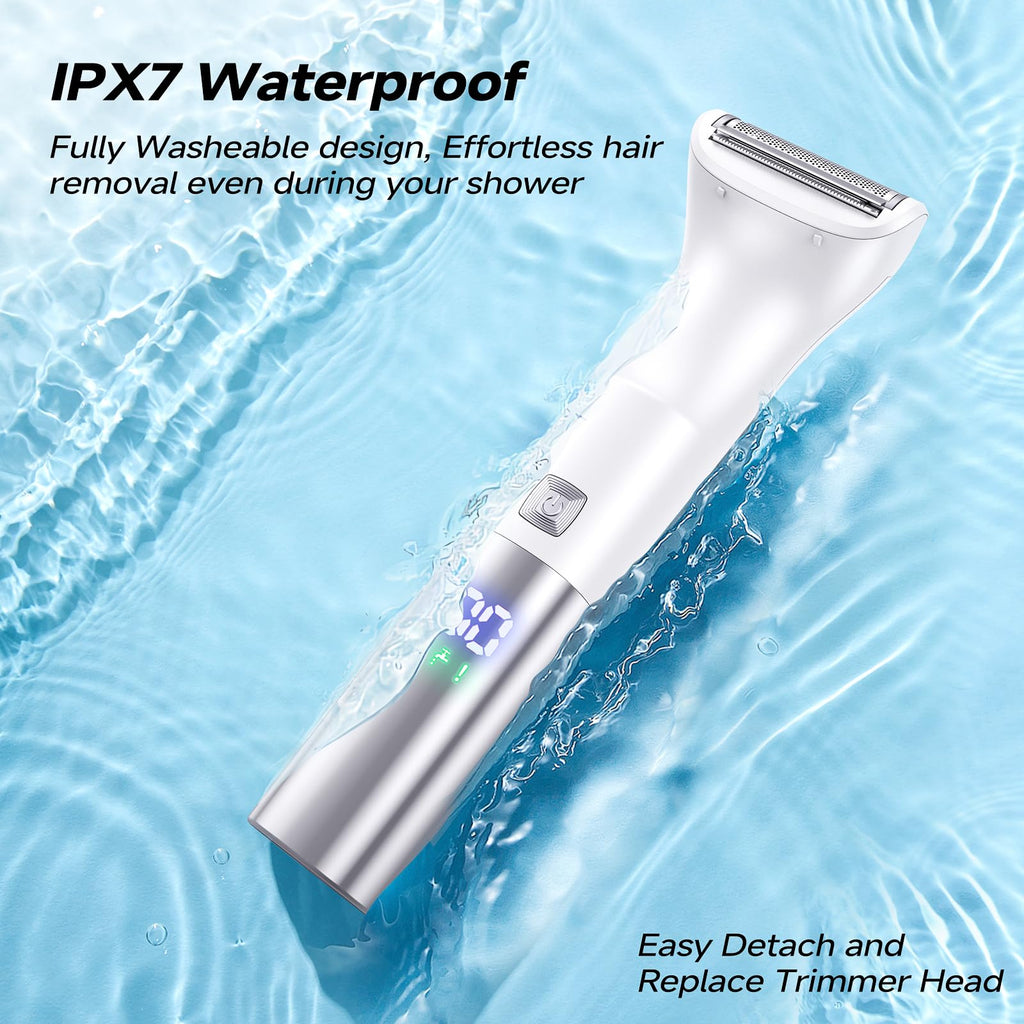 Bikini Trimmer for Women - 6 in 1 Electric Razors for Women, Cordless Rechargeable Electric Shaver, IPX7 Waterproof Wet Dry Lady Body Hair Remover for Face Nose Eyebrow Arm Leg Pubic Armpit