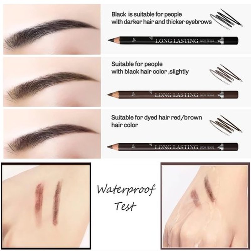 SUMEITANG 12 Pcs Dark Brown Eyebrow Pencil Eyeliner Makeup，Soft Textured，Easy to Color，Waterproof，Long Lasting Eyebrow Tint Pen for Fills in Sparse Areas and Gaps Create a Natural Eye Brow