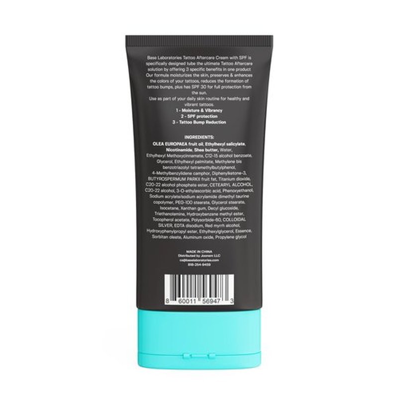 Base Labs Tattoo Aftercare Cream | 3 in 1 Cream | Moisturizer, SPF and Bump Reduction | For Post-Tattoo Care | 6 oz