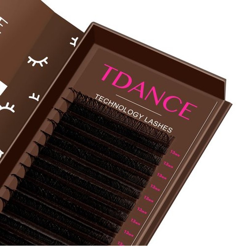 TDANCE YY Lash Extensions Premade Volume Eyelash Fans YY Lashes Matte Black W Lashes Extensions(YY-Brown-0.07-D,8-15 mm)