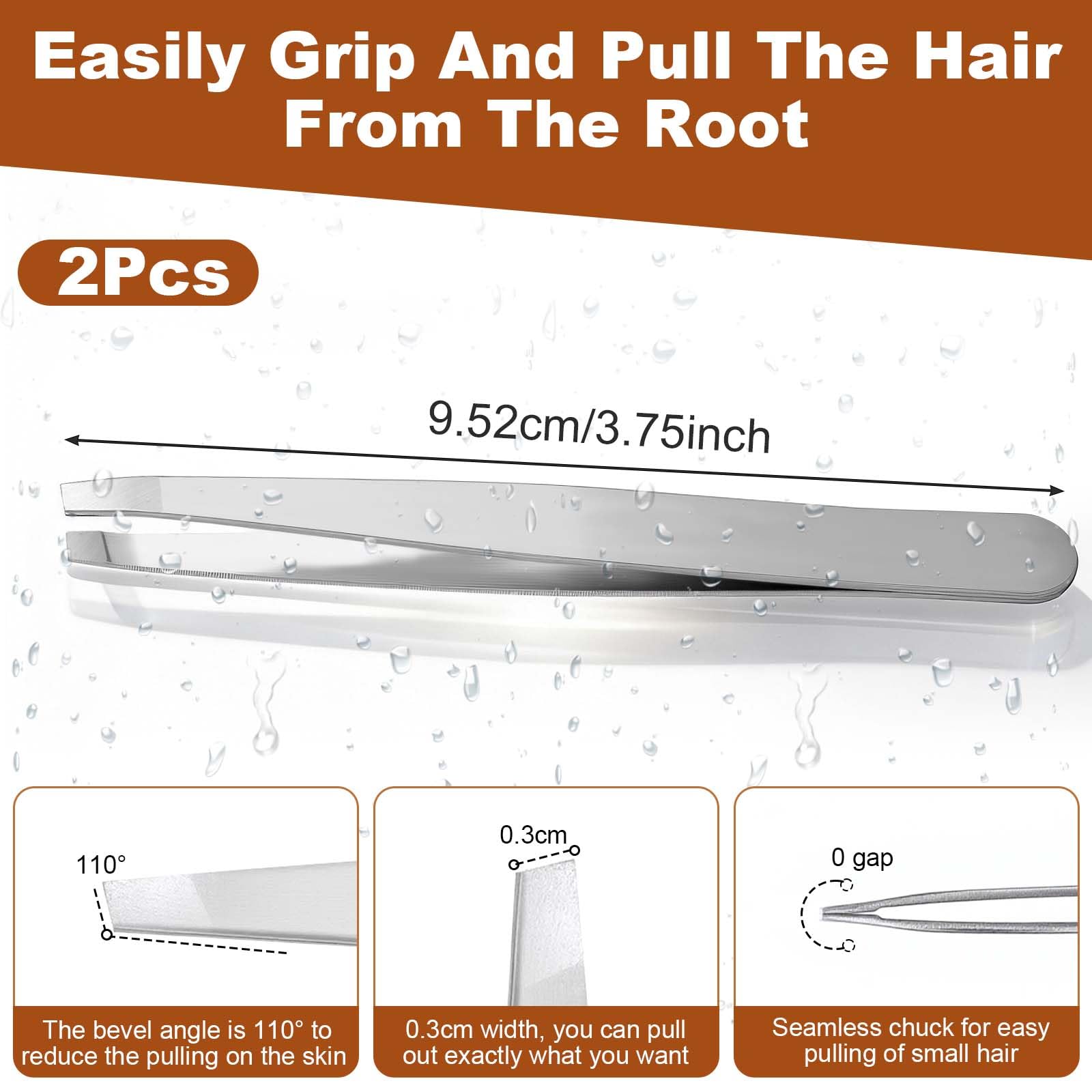 QFGasre 2Pcs Tweezers for Eyebrows Women Facial Hair eyebrow Tweezers Stainless Steel Precision Eyebrow Plucking for Facial Chin Brow Silver Women and Men