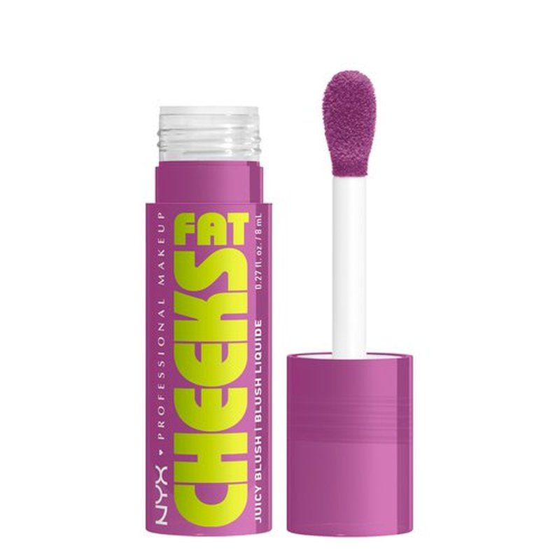 NYX PROFESSIONAL MAKEUP Fat Cheeks Liquid Blush, Buildable, Dewy Blush with Long-Lasting 12HR Wear - Blueberry Burst (Cool Purple)