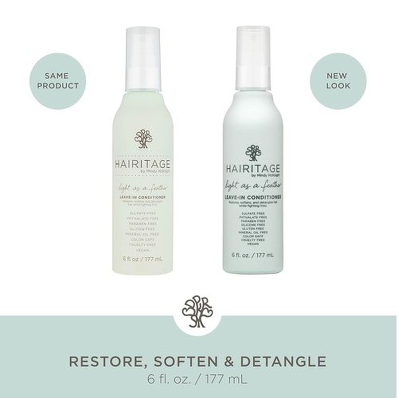 Hairitage Detangling Leave-In Conditioner Spray - Lightweight Treatment for Dry, Curly, Frizzy Hair - Sulfate Free, Cherry + Amber Scent, 6 Fl Oz