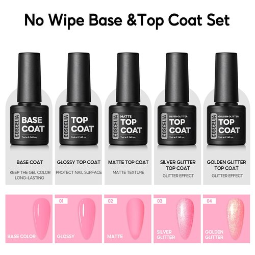COSCELIA 25PCS Gel Nail Polish Set Winter Spring Colors Gel Nail Polish Soak Off with Glossy Matte Silver Golden Glitter Top Coat Red Brown Black White Green DIY Valentines Day Gifts for Women Girls