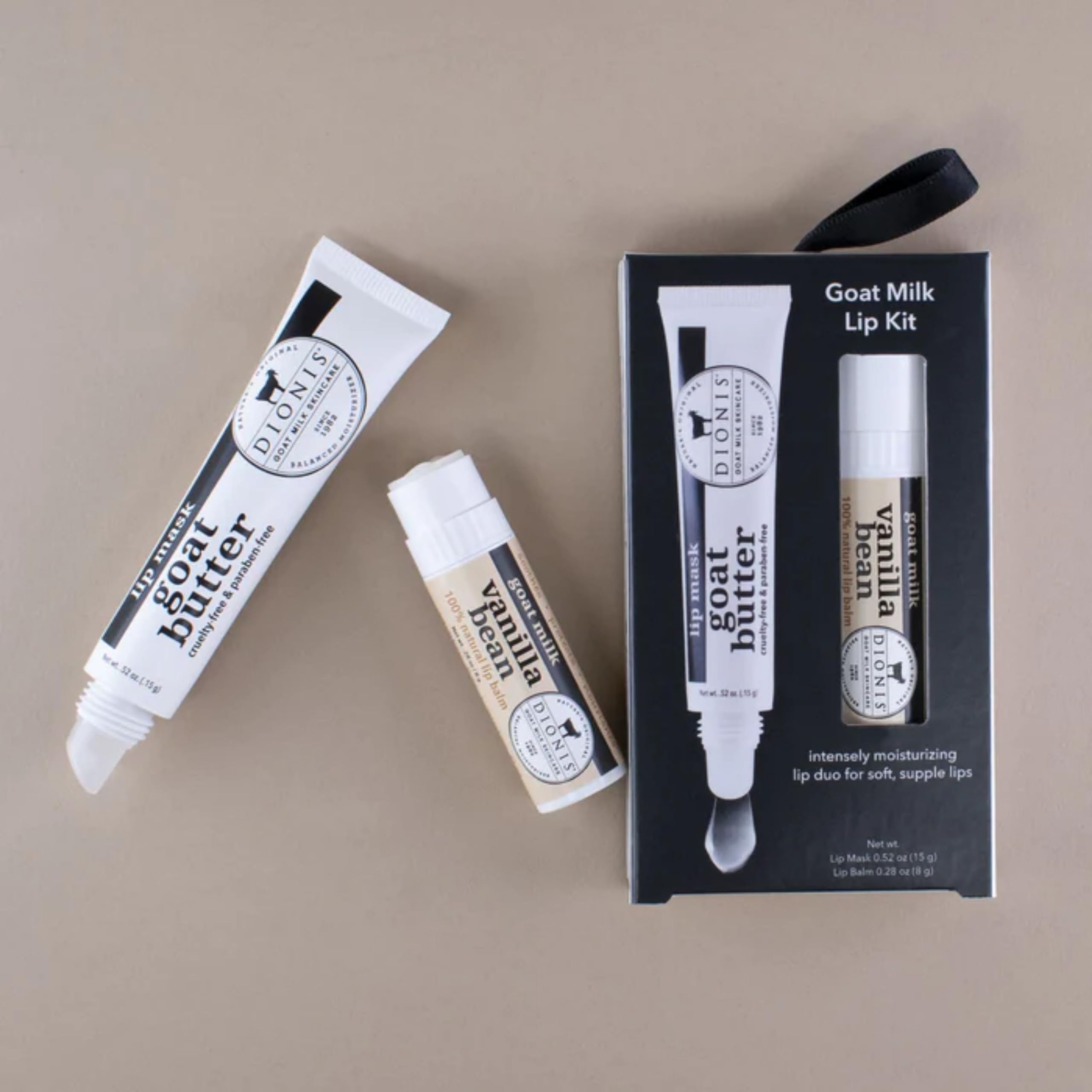 Dionis Goat Butter Overnight Lip Mask & Vanilla Bean Lip Balm Set (Pack of 2)