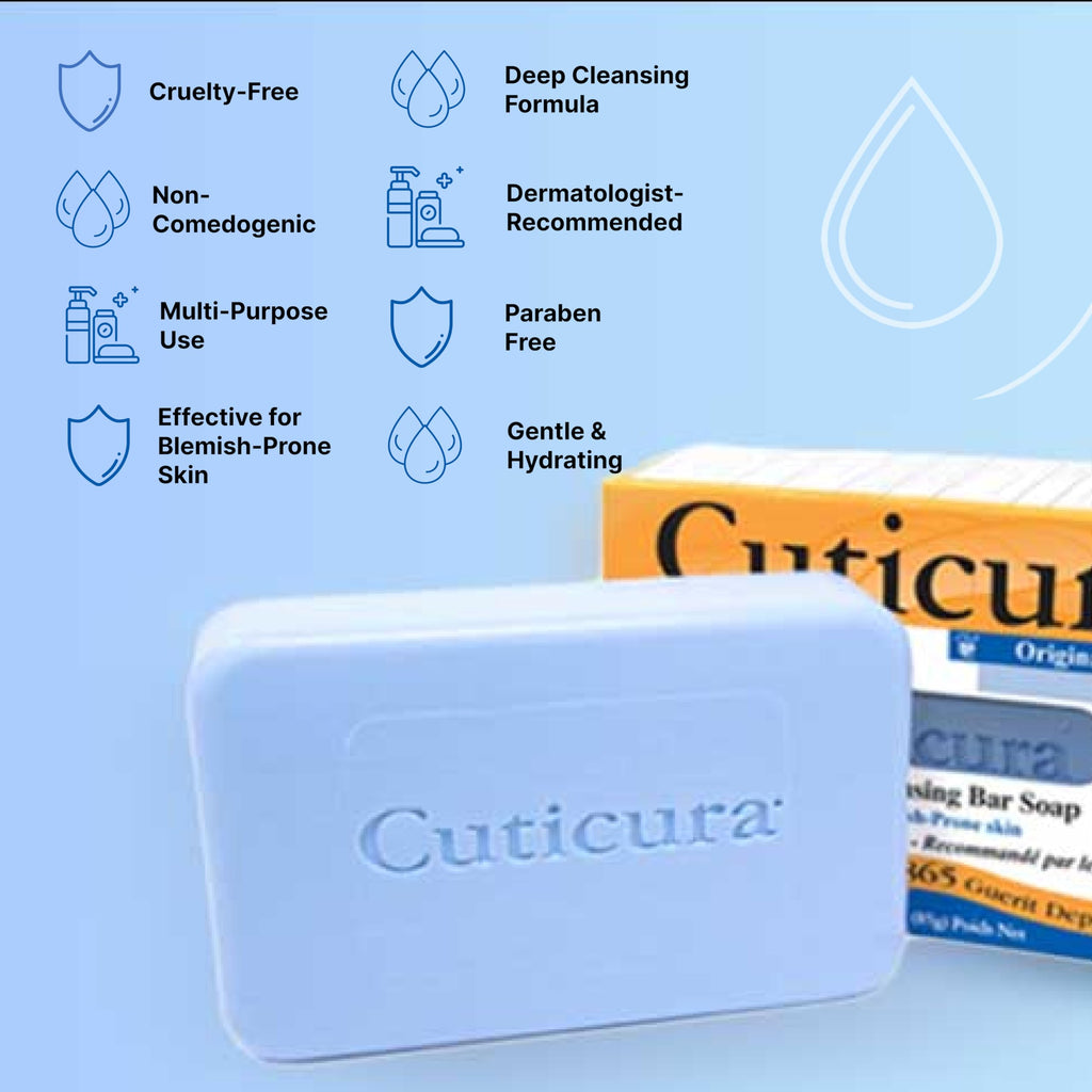 Cuticura Official Deep Cleansing Face and Body Soap - 3 oz (Pack of 6)
