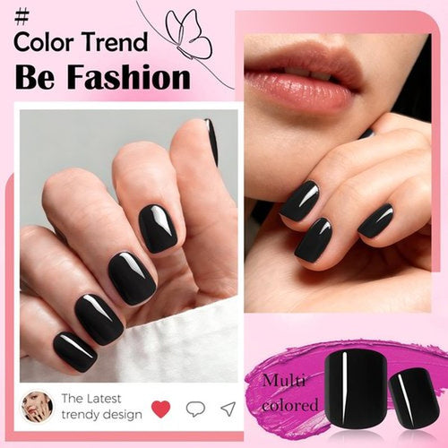240pc Black Press on Nails Short Square Fake Nails with Glue Tabs, Short Nails Press on Nail Square Glue on Nail Black Acrylic Nail False Stick Nail Women Girls Artificial Fingernails Kit 12 Sizes