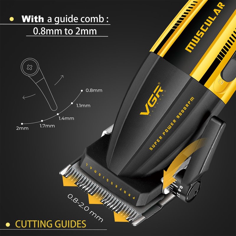 VGR 285 Fresh Fade Hair Clippers for Men, 9000RPM Professional Barber Clippers for Hair Cutting, Cordless Small Hair Trimmer Lightweight Versatile Barber Kit with 6 Magnetic Guide Combs, LED Display