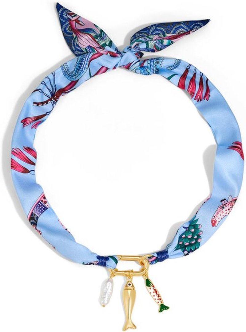 CLASSYZINT Scarf Necklace - Heart Charm Choker & Shell Bandana Statement Jewelry