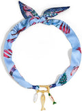 CLASSYZINT Scarf Necklace - Heart Charm Choker & Shell Bandana Statement Jewelry