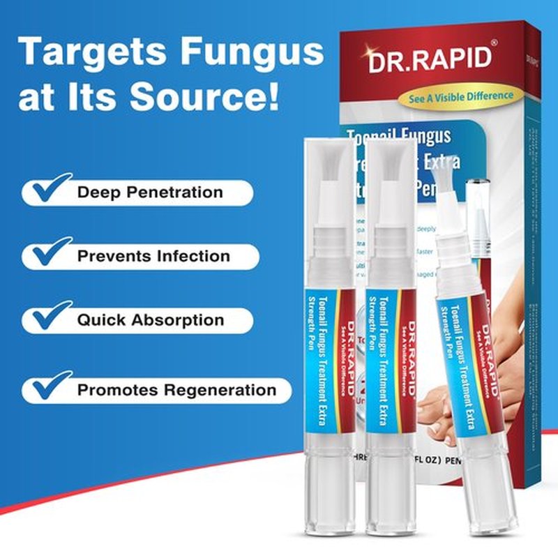 Toenail Fungus Treatment Extra Strength - DR.RAPID Toenail Fungus Treatment Pen with 25% Undecylenic Acid & Tolnaftate, Ideal for Nail Repair for Damaged Nails Toenail Fungus 5ml/0.18FLOZ 3Pcs