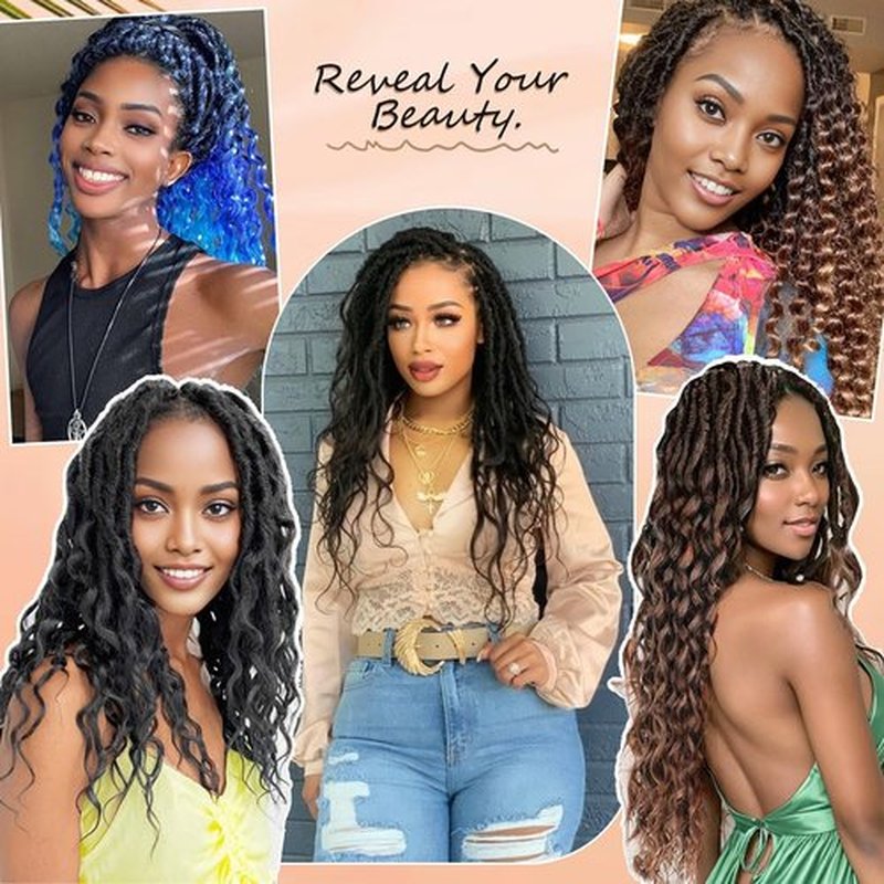 Short Deep Faux Locs Crochet Hair for Black Women-8 Packs 12 Inch Pre Looped Goddess Locs Crochet Hair With Curly Ends Prelooped Synthetic Crochet Braids,Lightweight& Natural Look(12",1B#)