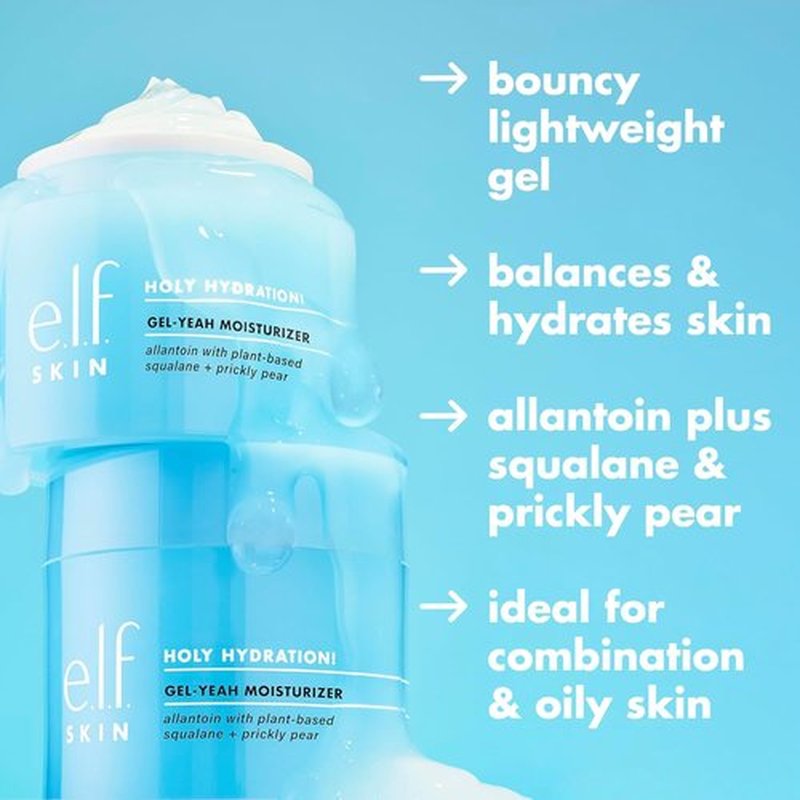 e.l.f. SKIN Holy Hydration! Gel-Yeah Moisturizer - Lightweight, Plumping Formula with Squalane, Vegan & Cruelty-Free