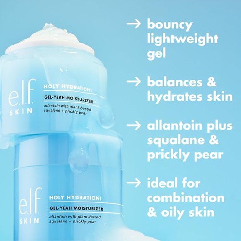 e.l.f. SKIN Holy Hydration! Gel-Yeah Moisturizer, Lightweight Moisturizer For Plump, Hydrated Skin, Infused With Squalane, Vegan & Cruelty-free