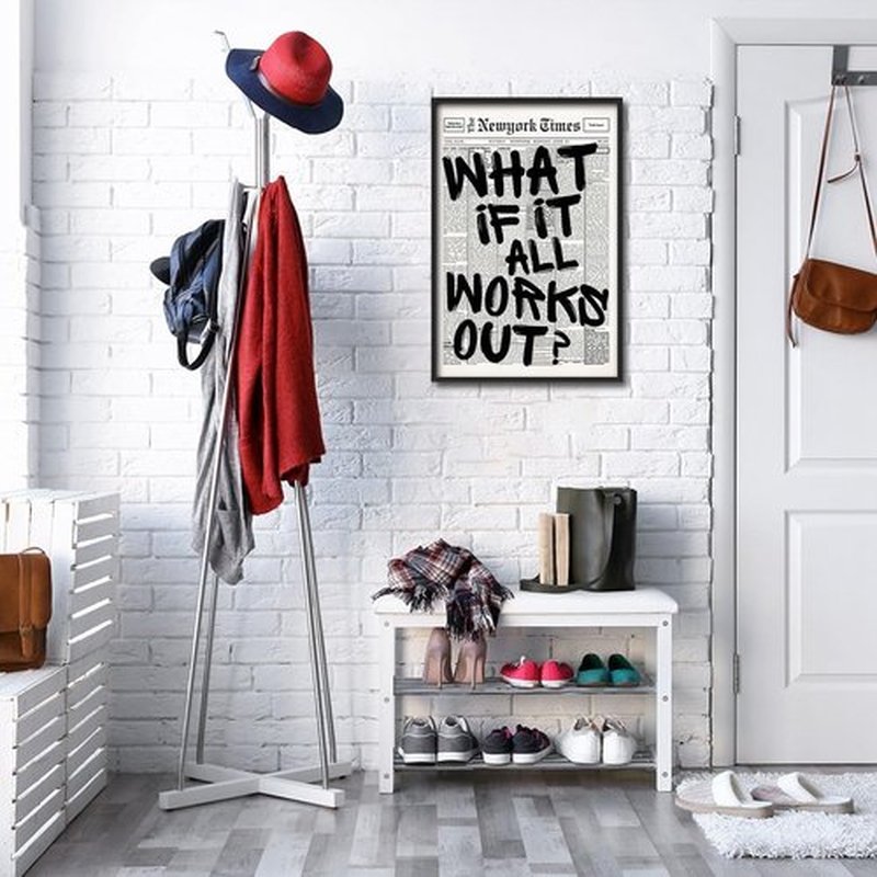 Trendy Luxury Wall Art | Black and White 'What If It All Works Out' Poster for Preppy Dorm Decor
