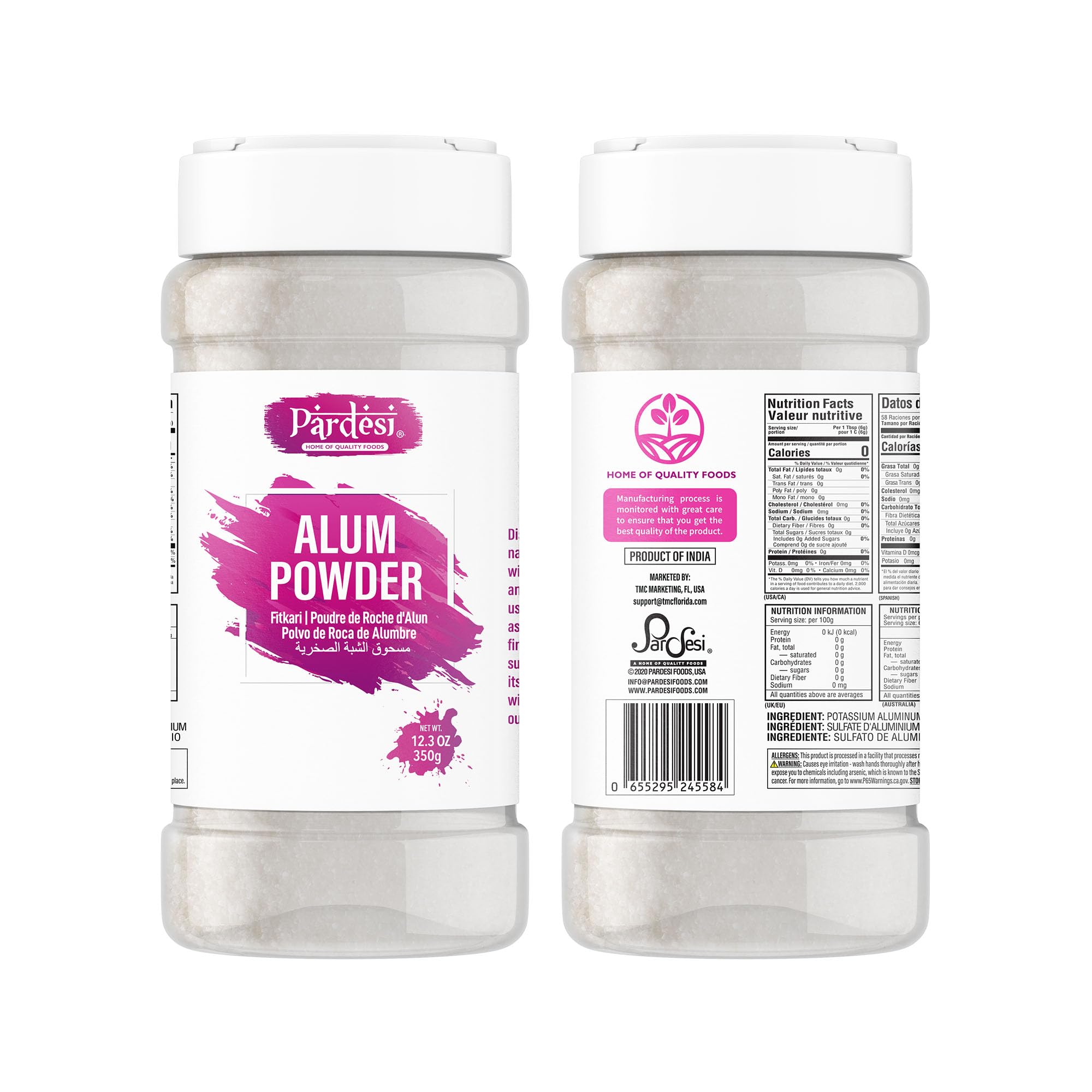 Pardesi Alum Powder (Fitkari Phitkari) 350g, Fine Potassium Alum