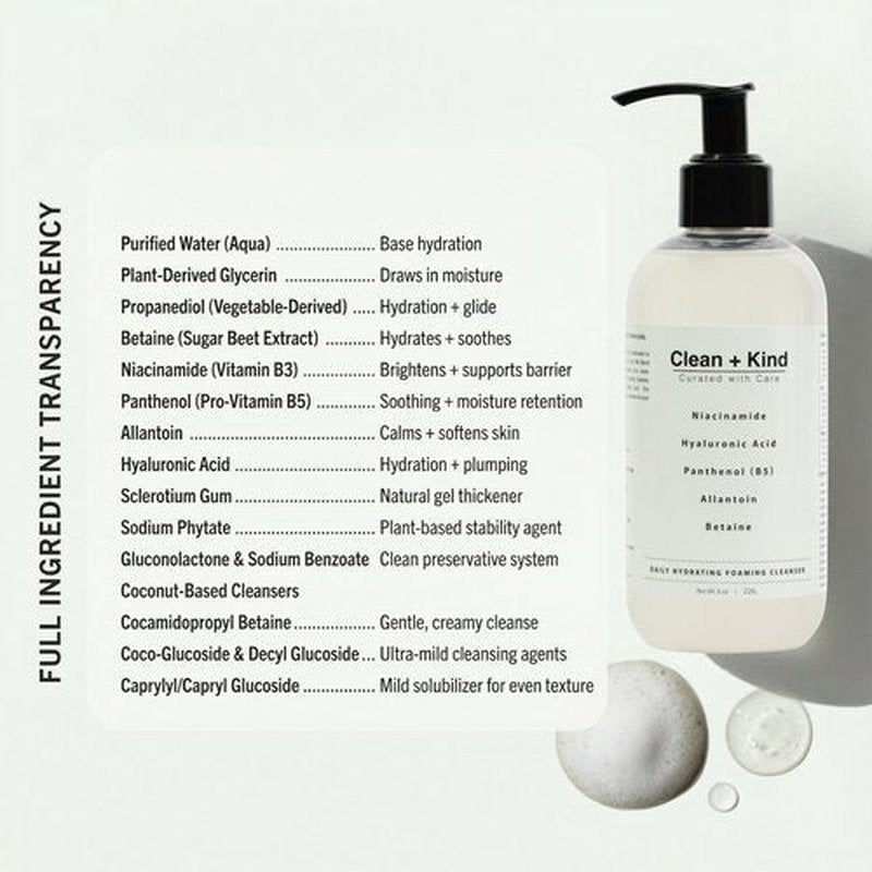 Daily Facial Cleanser for Sensitive Skin – Gentle Non Stripping Face Wash with Niacinamide & Hyaluronic Acid – Removes Makeup, SPF & Oil While Supporting Skin Barrier