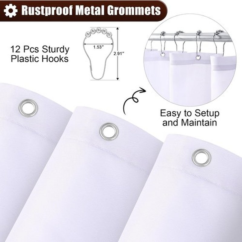 OLANLY Luxury Ombre Shower Curtain Set - Waterproof & Washable, Brown/White | 72x72 Inches