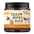 VREKEF Beef Tallow for Skin (4.2 oz)– Tallow and Honey Balm for Face & Body – Grass-Fed Tallow with Beeswax, Sea Buckthorn Oil, Shea Butter, Vitamin E – Natural Moisturizer