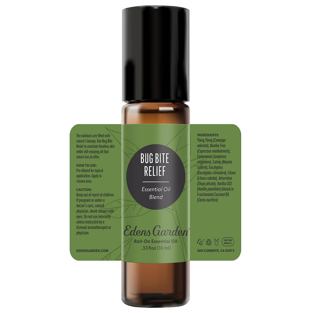 Edens Garden Bug Bite Relief Essential Oil Roll-On Blend- 100% Pure Premium Grade, Natural, Therapeutic, Aromatherapy, Kid & Skin Safe, The Best for Body, Health Pre-Diluted 10 ml (.33 fl oz)