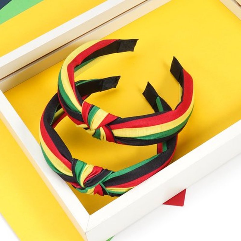 Budsmile Rasta Headbands African Jamaica Juneteenth Headband for Women Girls Elastic knotted Wide Hairband Hair Hoop Yoga Workout Hair Accessories Gifts ﻿