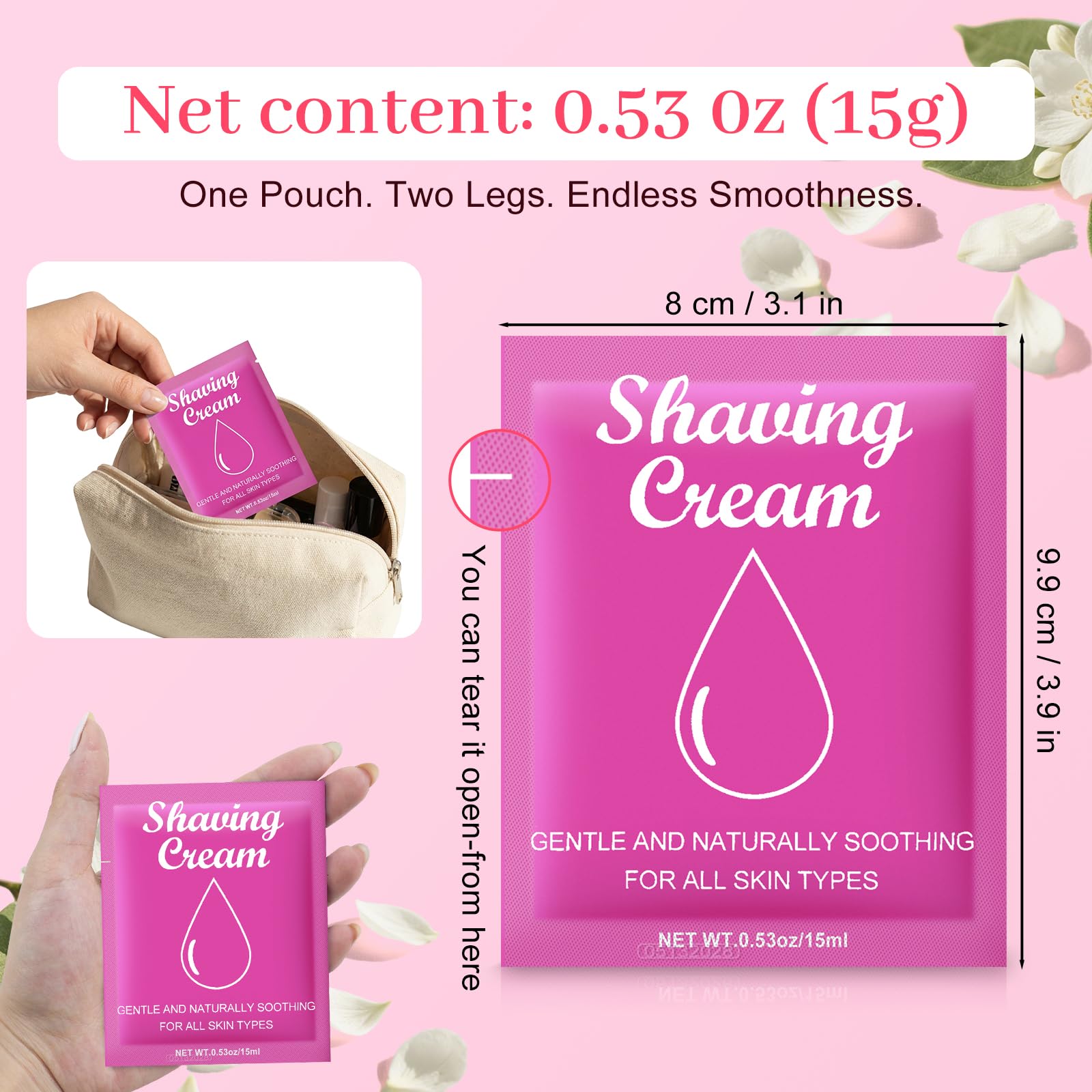 fafortune Womens Shaving Cream Bulk Travel,0.53oz Shave Gel for Women,Care Dry Skin Womens Shave Gel for Travel Guests (Pack of 50,Jasmine)