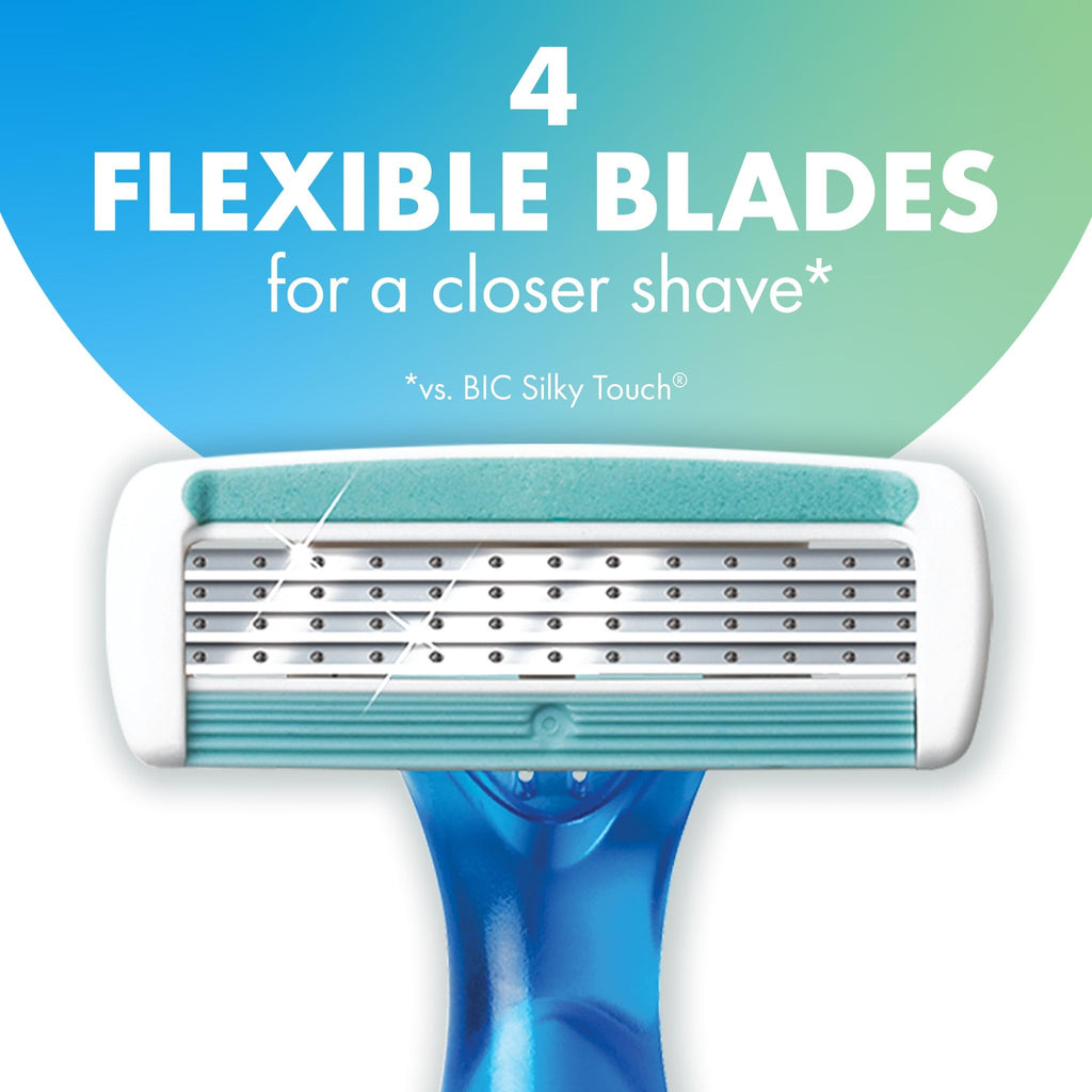 BIC Soleil 4 Women's Disposable 4 Blade Razors, Flexible Blades and Rubber Grip Handle, 10 Count (Pack of 12)