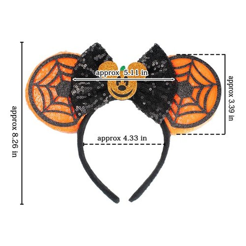 JIAHANG LED Halloween Mouse Ear Light Up Headband, Sequin Bow Hairband, Flash Glowing Party Decoration Headwear Hair Accessories