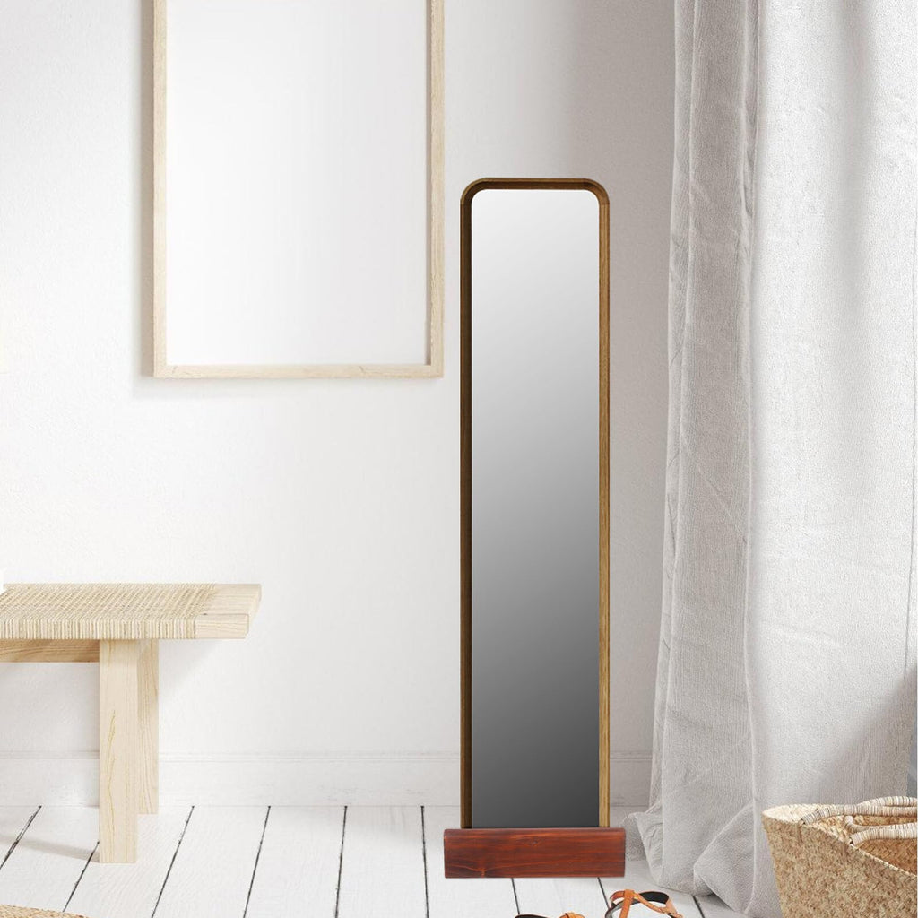 Uonlytech Floor Mirror Stand Wooden Support Base 9.84X3.14X2.75 Inch Stable Mirror Holder for Full Length Home Entryway Bathroom Use