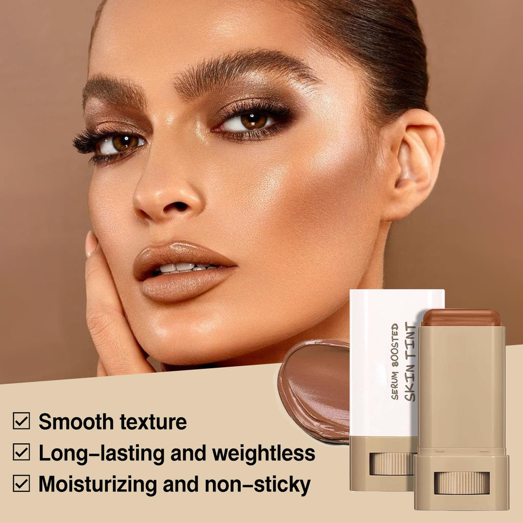 2 Pcs Beauty Balm Serum Boosted Skin Tint, Hydrating Concealer Stick, Lightweight Solid Tinted, Moisturizer Contour Stick Foundation for Women, Natural & Flawless Finish（#3）