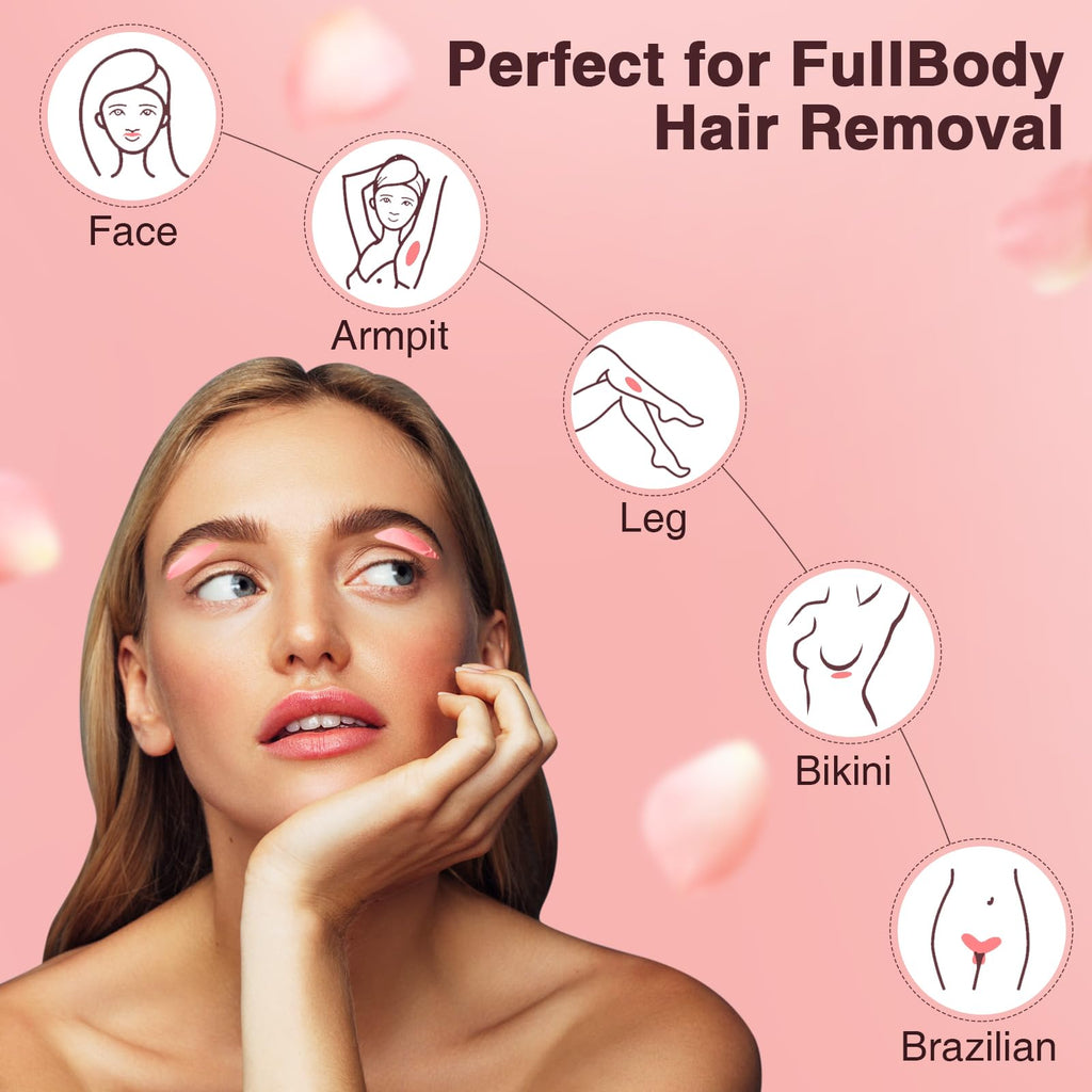 Hard Wax Beads for Hair Removal, Yovanpur Wax Beans for Brazilian Waxing, Waxing Beans for Sensitive Skin, Face Eyebrow Legs At Home Pearl Wax, 300g /bag with 10pcs Sticks(Gold)