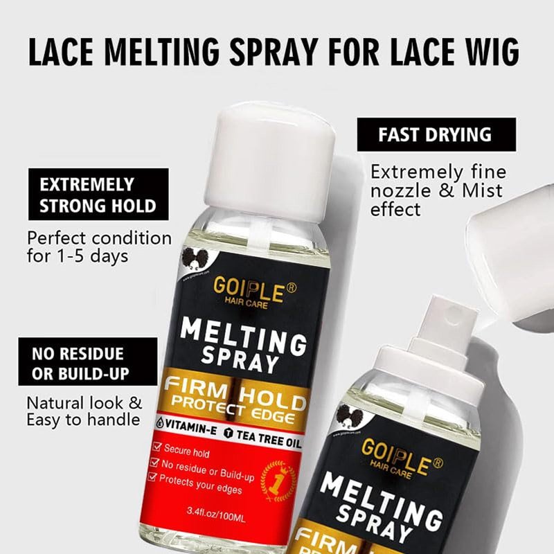 Wig Glue for Front Wigs Adhesive for Closure Wigs Extensions - Lace Melting Spray for Wigs Lace Front Hair Glue Tools with Remover Hair Wax Stick Edge Control Wig Cap Edge Comb Elastic Bnad Set