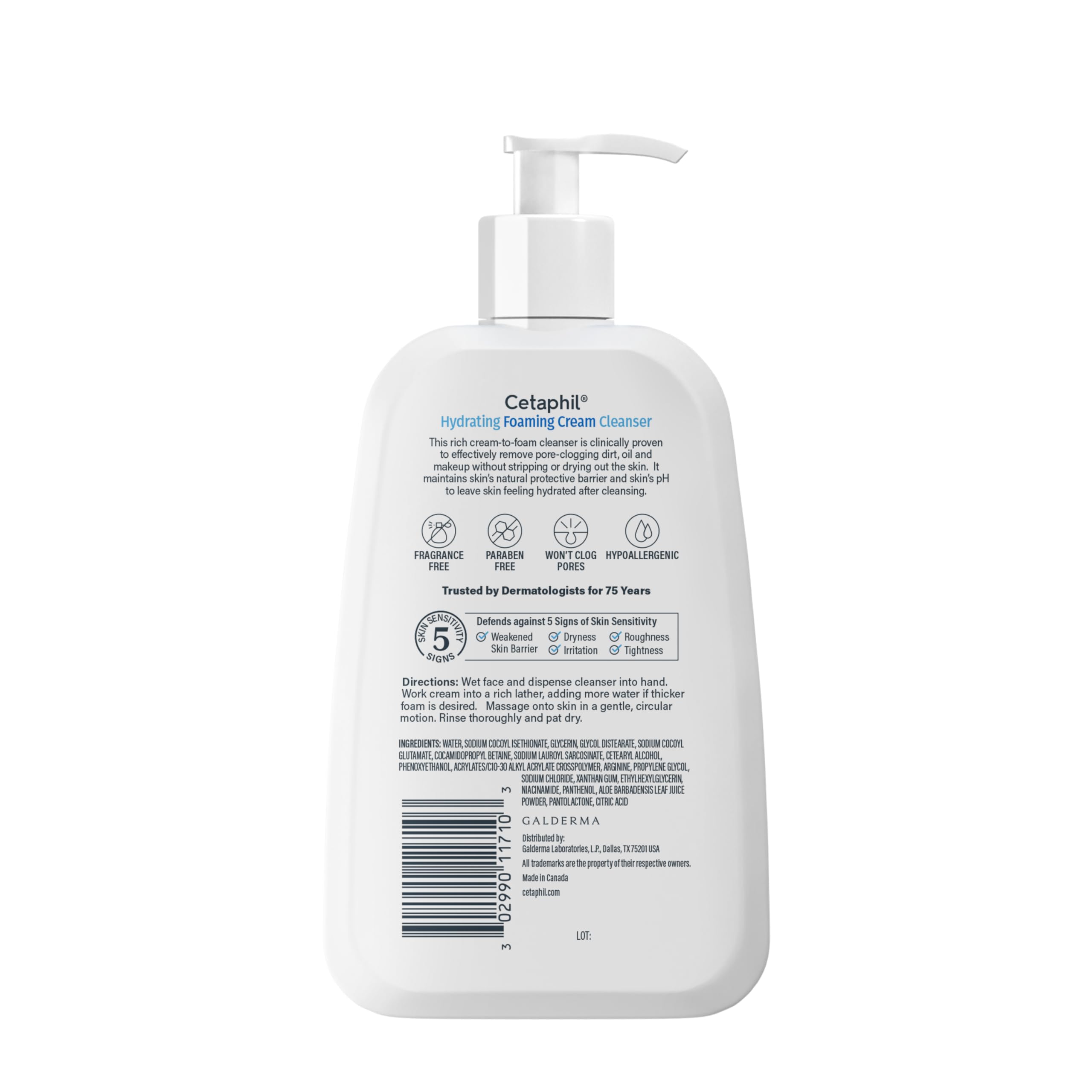 Cetaphil Cream to Foam Face Wash, Hydrating Foaming Cream Cleanser, 8 oz, For Normal to Dry, Sensitive Skin, with Soothing Prebiotic Aloe, Hypoallergenic, Fragrance Free