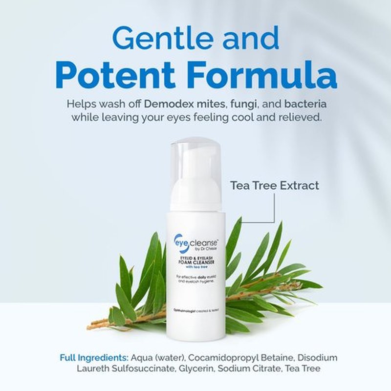 Dr Chrissie All-in-One Eyelid and Eyelash Cleanser for Extensions, Lash Extension Kit Essential, Enriched with Tea Tree Oil, Helps Ease Tired Eyes, 50 ml - EyeCleanse