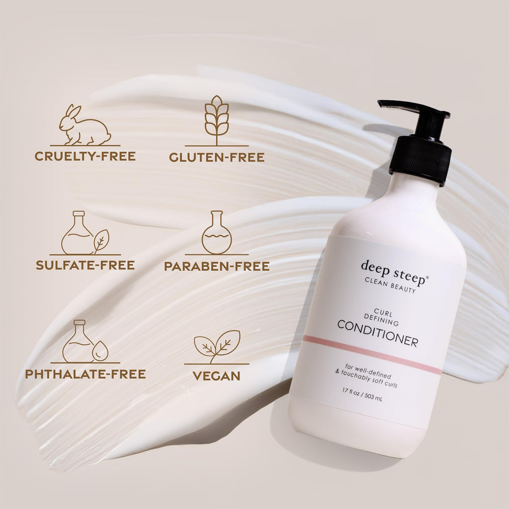 Deep Steep High Shine Coconut Oil Conditioner, 17 oz – Moisturizing Conditioner with Aloe, Argan Oil, Glycerin, Rice Protein & Coconut Oil – Silicone-Free, Vegan, Clean Beauty Hair Care, Soft Hair