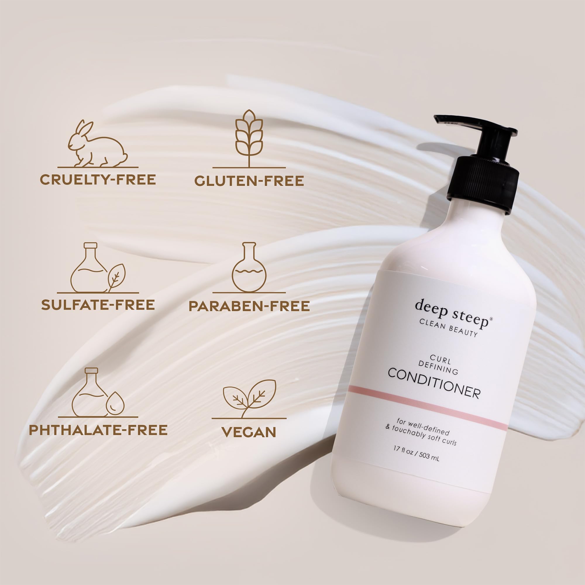Deep Steep High Shine Coconut Oil Conditioner, 17 oz – Moisturizing Conditioner with Aloe, Argan Oil, Glycerin, Rice Protein & Coconut Oil – Silicone-Free, Vegan, Clean Beauty Hair Care, Soft Hair