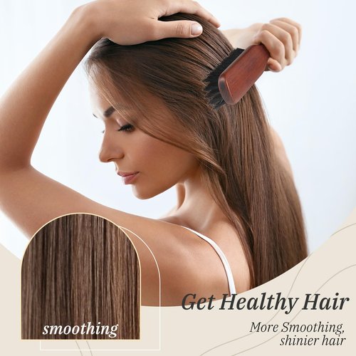 BESTOOL Hair Brush,Pure Boar Bristle Hair Brush for Better Hair Texture Slick Back Brushes for Women Men and Kids Best for Sensative Scalp Medium Thin and Fine Hair Smoothing Flyaways, Edge Control