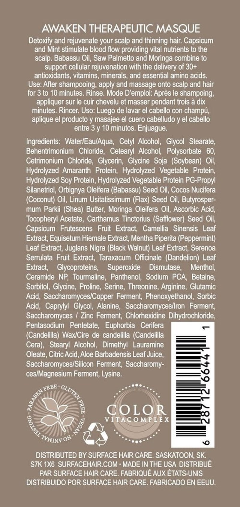 Surface Hair Awaken Therapeutic Masque - Nourishing Treatment for Revitalized Hair