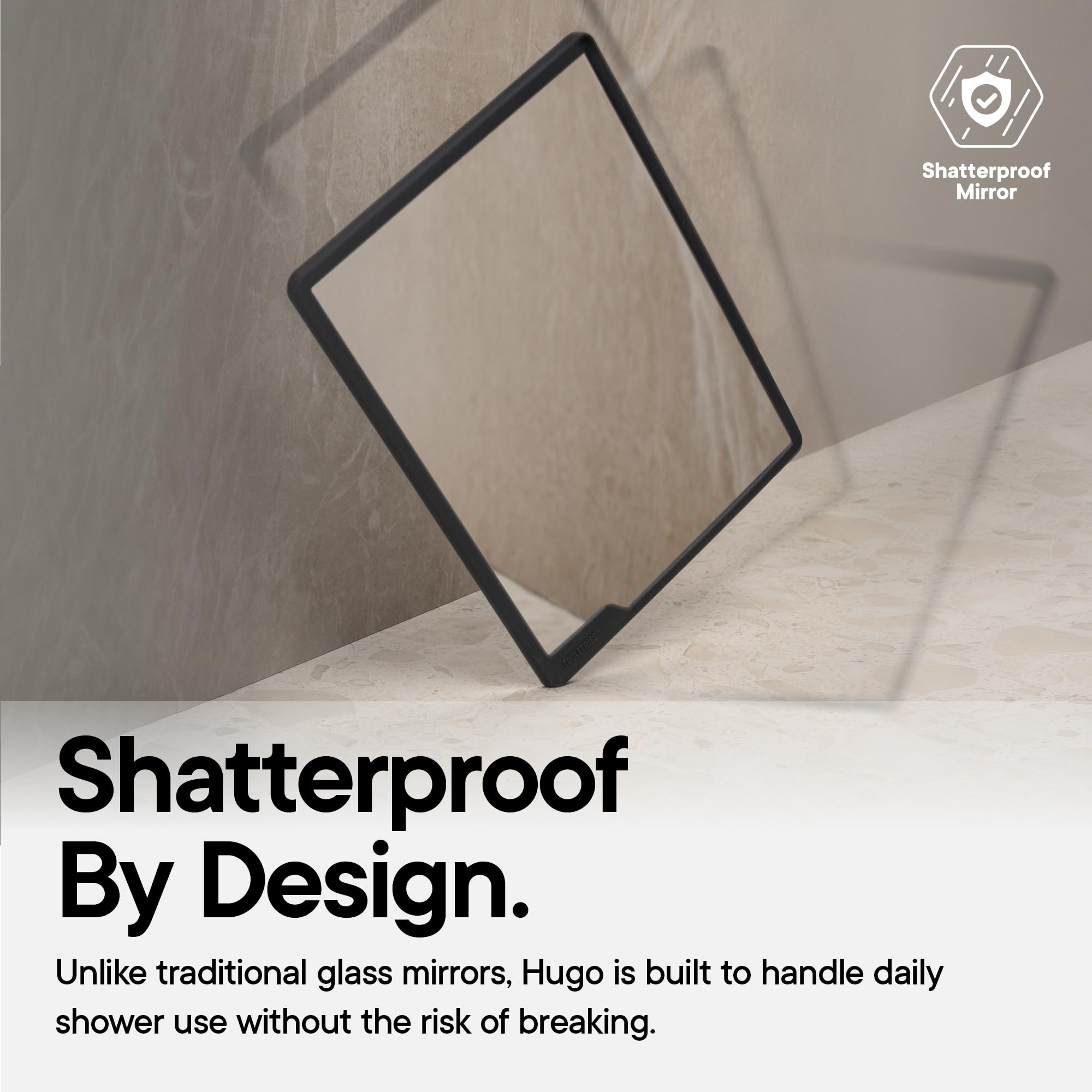 TOOLETRIES Hugo Maxi Large Shower Mirror for Shaving – Charcoal