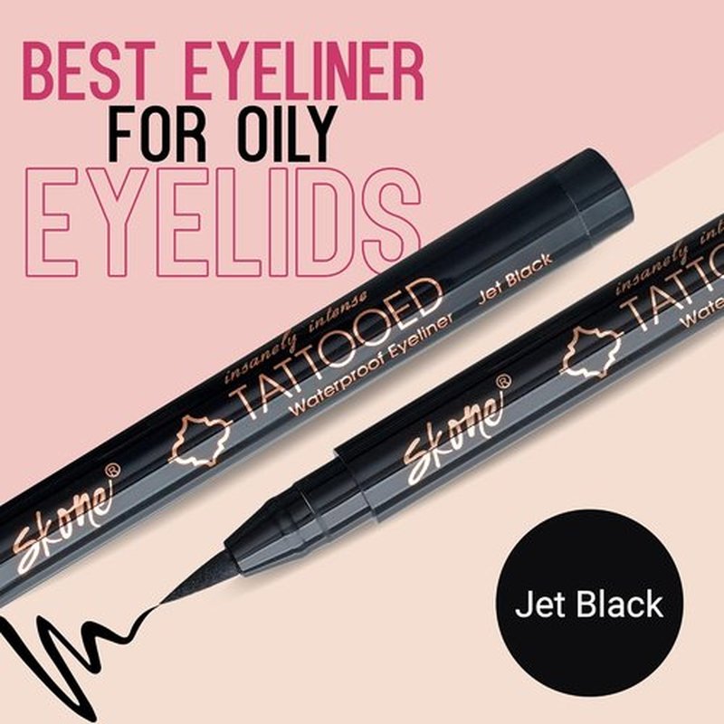 Skone Waterproof Liquid Eyeliner - Long-Lasting & Smudge-Proof - Intense Jet Black Tattooed Pen (0.07oz)